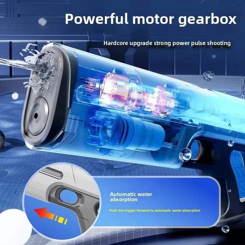 Pistolets à eau électriques pour Enfants et adultes, jet puissant, aspiration automatique, jouets d'été pour la plage.